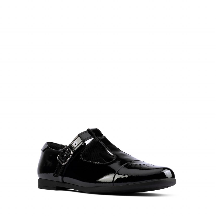 Clarks black patent sales school shoes